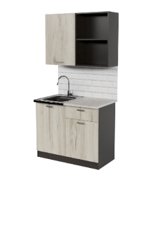 Кухонный гарнитур ГЕРДА Дачный мини 4 1 м, дуб сонома / сахара