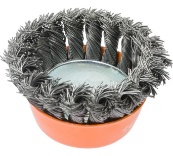 Щетка-крацовка "чаша" витая,жесткая проволока 75мм 0,5мм М14мм для УШМ арт.36200075 Bohrer *1/100