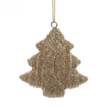 Украшение новогоднее подвесное "Вязаная ёлочка" 5,5 см, шампань