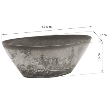 Кашпо пластм. "Микрит" 3.4л овал. 355х170 h130мм Серый слайн М3109 ("М-П.")*1/10