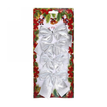 Набор бантов на елку Серпантин «Серебряный шик», 9х7 см, 6 шт., серебро