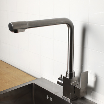 Смеситель для кухни Diadonna D34-444130S, высокий излив, рычажный, переключатель к фильтру