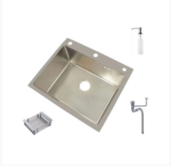 Мойка нерж. врезная 600х500х220мм DIKALAN сатин, с сифоном, отв. под смеситель, дозатор  *1/3