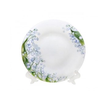 Тарелка стекло "МФК" "Ландыши" мелк. d18см Белая с рис NRP70T/6 *6/72