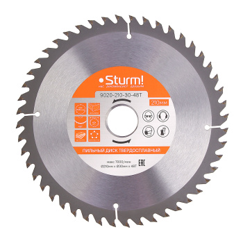Диск пильный 210*30,0мм 48 зубьев по дереву (9020-210-30-48Т) Sturm *1/50 Диск пильный 210*30,0мм 48 зубьев по дереву (9020-210-30-48Т) Sturm *1/50