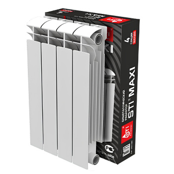 Радиатор биметаллический 4 секции STI Maxi, 500 мм, белый