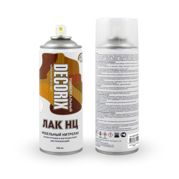 Лак-аэрозоль бесцветный матовый 520 мл НЦ мебельный нитролак DECORIX (A31) *1/12 *