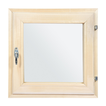 Форточка в парную, двойное стекло, 0,5Вх0,5Ш м с ручкой, затвором, петлями "Банные штучки"/1