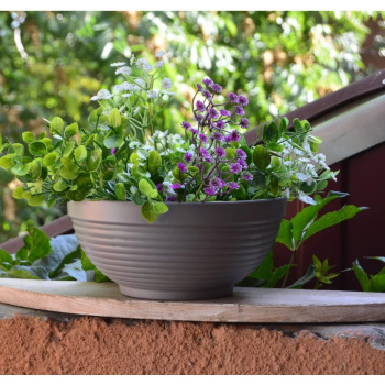 Кашпо пластм. "Парма" 9л d верха 340мм h140мм Серый "5plast.ru" *1/10