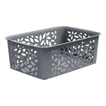 Корзина для хранения пластм. "Leaves" 222х153х81мм 2,3л Серый арт.44701 ("Полимербыт") *1/18