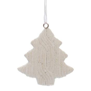 Украшение новогоднее подвесное "Вязаная ёлочка" 5,5 см,белый