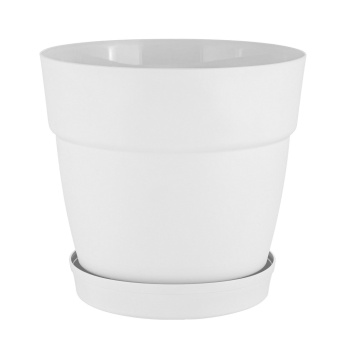 Кашпо пластм. "Villa de Fiori" 20л d верха 360мм h330мм с поддоном Колёса Белоснеж. IG660410048*1/6