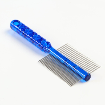 Расчёска для шерсти "Пузырьки" двухсторонняя, прозрачная, 19,5 х 5,6 см, синяя   7438020