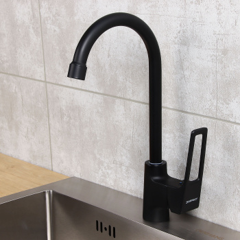 Смеситель для кухни Эверест B40-1546 высокий излив, черный *1/10