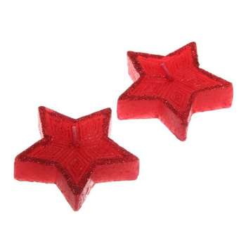 Набор новогодний свечей "Звездочки блестящие", 5.5 см, 2 шт., красный