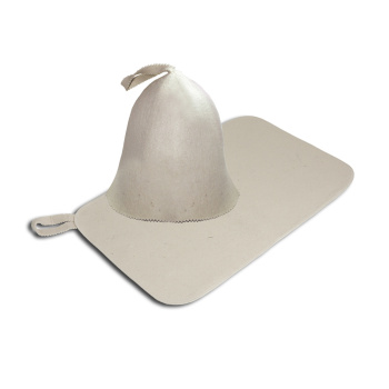 Набор из 2-х предметов (шапка Классик, коврик белый) "Банные штучки", войлок/5