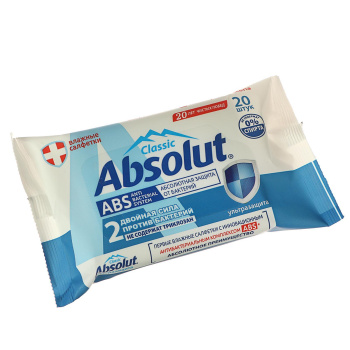 Салфетки влажные Абсолют Антибактериальные 20шт. ABS классик Ультразащита (арт.2368) *1/17/68 *