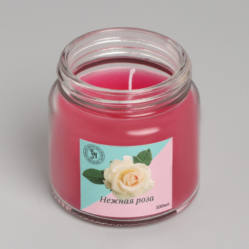 Свеча ароматическая в стекле 6,3см, 100мл, нежная роза  9338119