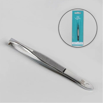Пинцет узкий прямой наконечник 8,5см серебр TNL