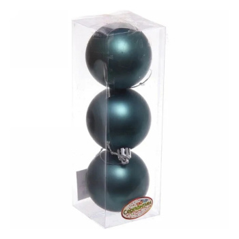 Новогодние шары 6 см (набор 3 шт) "Матовый", темный нефрит