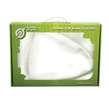 Набор из 2-х предметов (шапка Классик, коврик белый) "Банные штучки", войлок/5