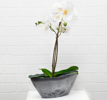 Кашпо пластм. "Микрит" 3.4л овал. 355х170 h130мм Серый слайн М3109 ("М-П.")*1/10