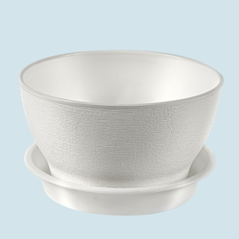 Кашпо пластм. "Фиалочка" 0,5л d верха 125мм h70мм с поддоном Белый КФ 0,5Б "ПластоС" *1/65