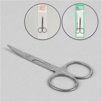 Ножницы маникюр зауженные загнутые 9*4см серебр пакет QF