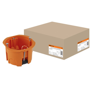 Коробка установочная СП D65х45мм саморезы, пл.лапки, оранж/красная TDM SQ1403-0022 ш-к кор *10/100