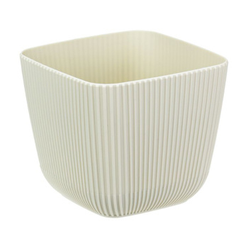 Кашпо пластм. "Пиканто" 0,65л 110х110мм h9,5мм с поддоном,с дрен.реш. Бел ротанг М3208 ("М-П") *1/18