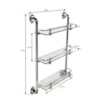 Полка стеклянная с бортиком тройная 3113