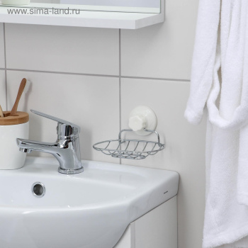 Мыльница на вакуумной присоске овальная 14х9х8 см 2522889