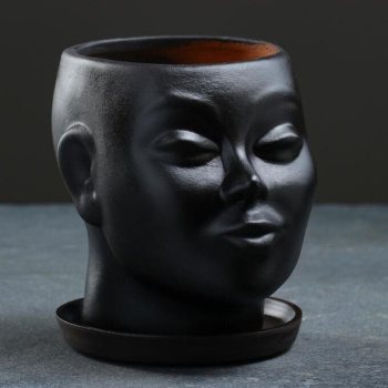 Фигурное кашпо "Голова", чёрное, 17х14х15см 671046