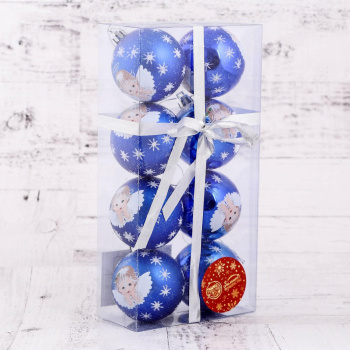 Набор шаров пластик d-6 см, 8 шт "Ангелочек" синий   4941852