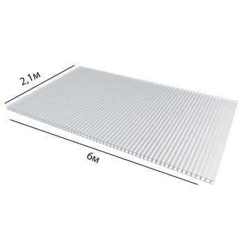 Поликарбонат 6 мм сотовый Flexy, 2.1х6 м, 0.77 кг/м², прозрачный