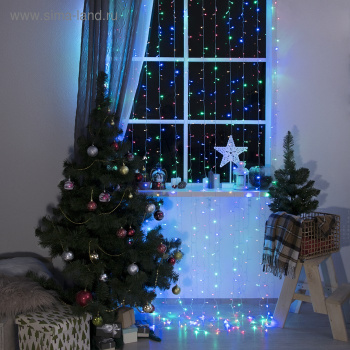 Гирлянда «Занавес» Luazon Lighting, 2х3 м, 8 режимов, мульти, 720 LED, IP20, 220 В