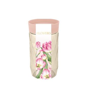 Банка для продуктов пластм. "Flowers" 1,0л d95мм h178мм Розовая пудра PT170210604 *1/12