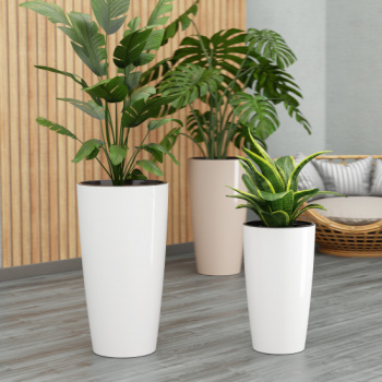 Кашпо пластм. "Рондо" высокое 71л d 400мм h755мм, со вставкой 23л Белый М8877 (ЗПИ "Альт.") *1