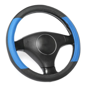 Оплетка TORSO, кожа PU, перфорация, размер 38 см, черно-синие вставками 1822673