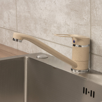 Смеситель для кухни Эверест В49-0258 длинный излив (бежевый) *1/10