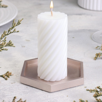 Подсвечник "Шестигранник. Мрамор" из гипса,9,7х11,3х1см,шампань 10059851