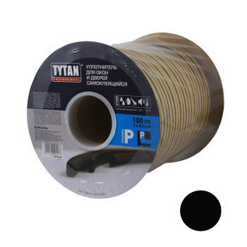 Уплотнитель TYTAN, 9х5.5 мм, для окон и дверей, профиль P, черный