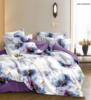 Постельное белье 2сп поплин на резинке Орхидея 6957, наволочки 70*70 - 2шт *1/4