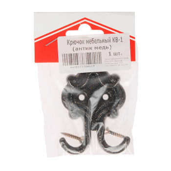 Крючок мебельный АНТИК МЕДЬ КВ-1 "Точки" ДомоСтрой *10/100