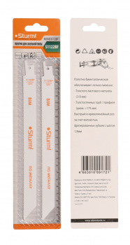 Полотно д/сабельной пилы МЕТАЛЛ 2шт 225/1,8мм толст.лист/труб/проф. арт.9019-03-S1122BF STURM *1/200