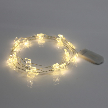 Гирлянда «Нить роса» Серпантин, 2 м, 1 режим, теплый белый, бабочки, 20 LED, IP20, на батарейках