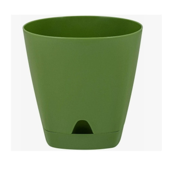 Кашпо пластм. "Amsterdam" 4,0л d верха 200мм h190мм прикор.полив Оливковый ING6201ОЛ *1/6