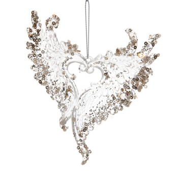Подвеска "Крылья любви" 13 см, Белый/Золотой блеск