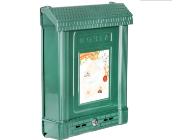 яяяЯщик почтовый с замком пластик 385х310х80мм зеленый "Ретро" с картинкой М6435 *1/7