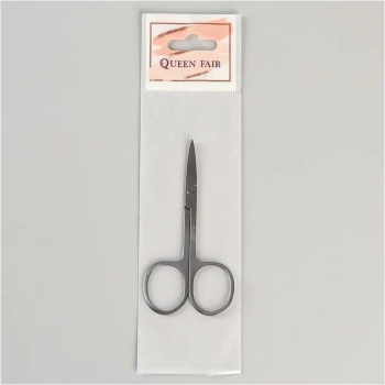 Ножницы маникюр зауженные загнутые 9*4см серебр пакет QF